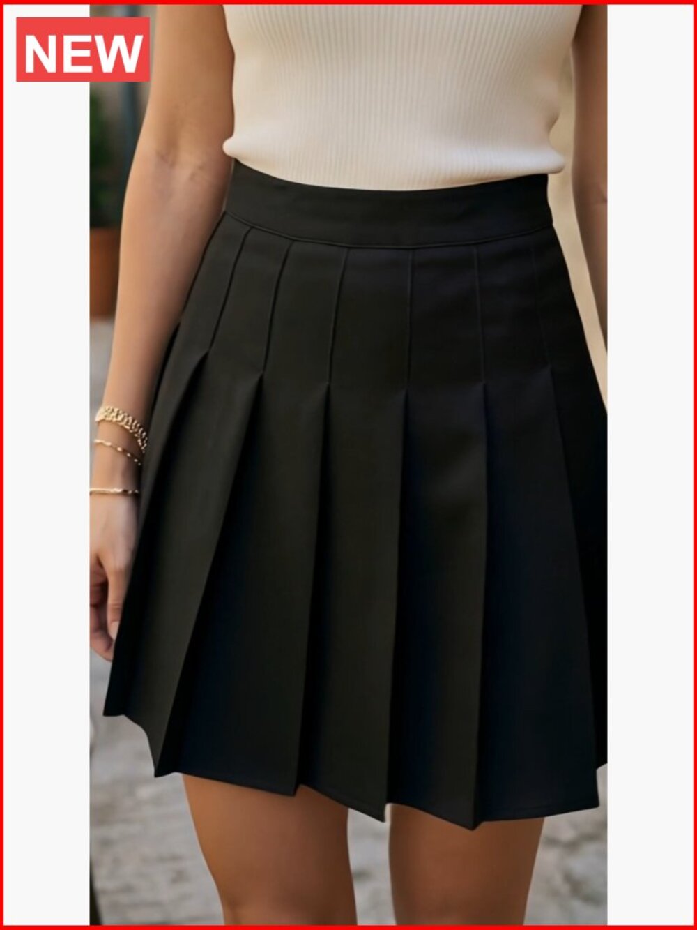 High Waist Pleated Mini Tennis Skater Skirt with Pockets - Picture 7 of 7